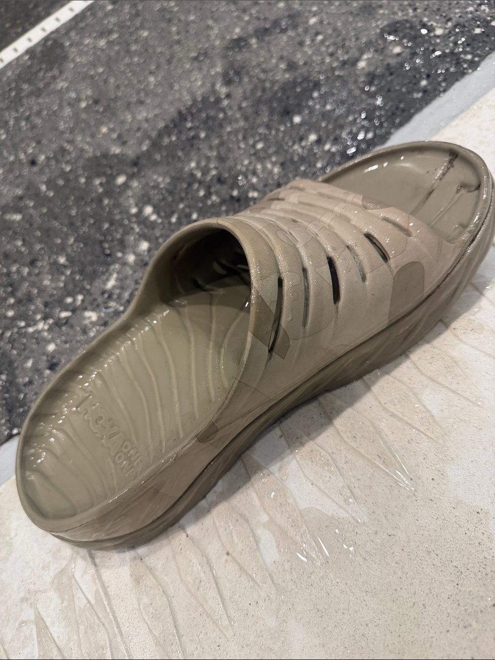 Hoka One One Men's Slip-On Slide Sandal in Taupe Beige
